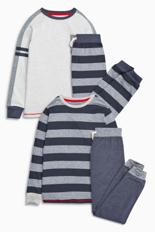 Blue Classic Stripe Pyjamas Two Pack (3-16yrs)